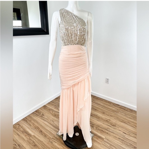 New Ramy Brook Cecilia Sequence Draped Gown - Picture 2 of 8